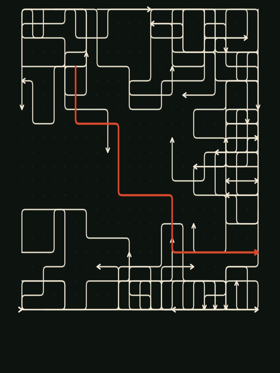 Arrows.ug key art — an arrow maze with one route solved in orange, under the line "Find a way out."