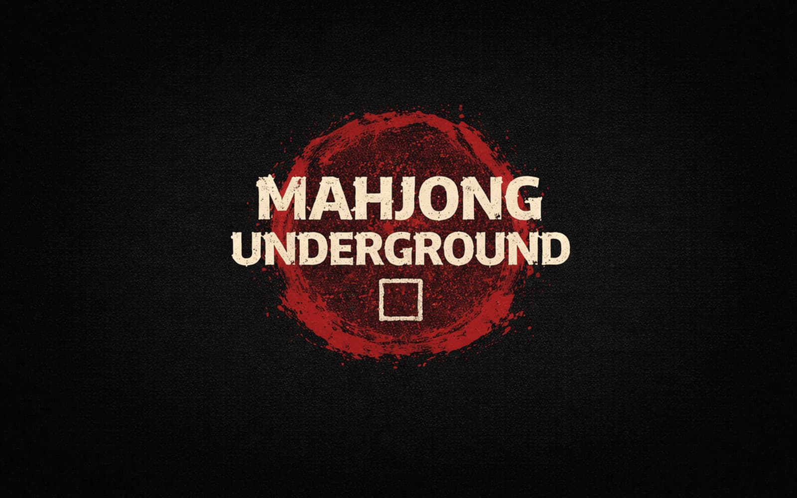 Mahjong Underground title card — the wordmark over a red ink circle on black